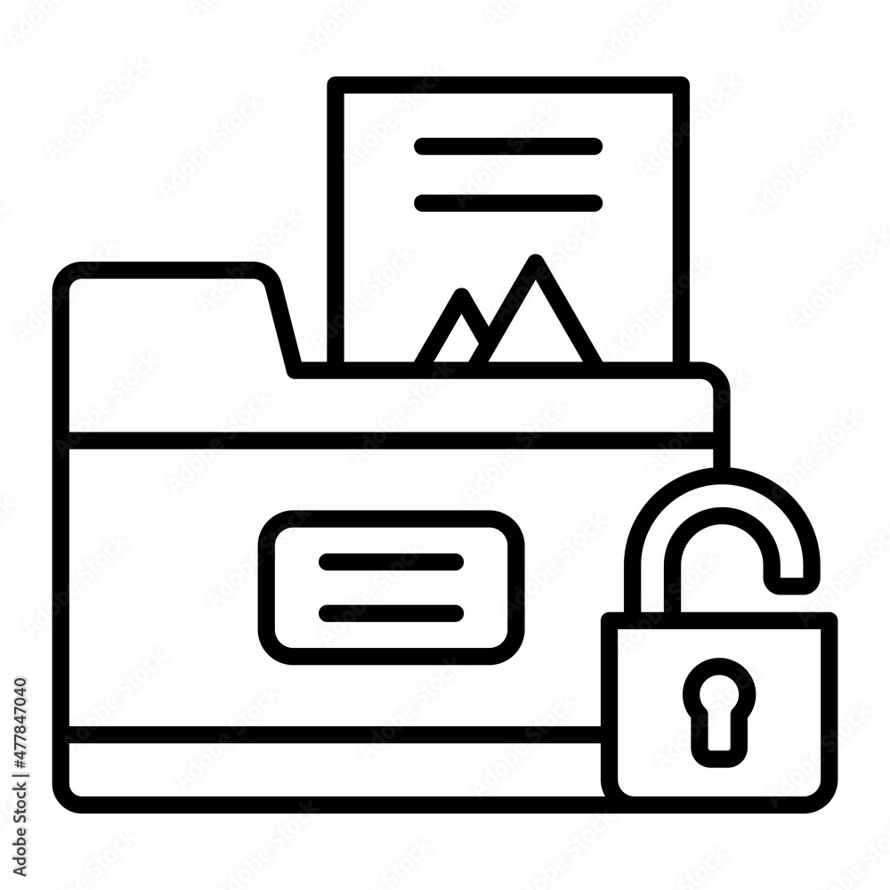 Unlocked Vector Outline Icon Isolated On White Background