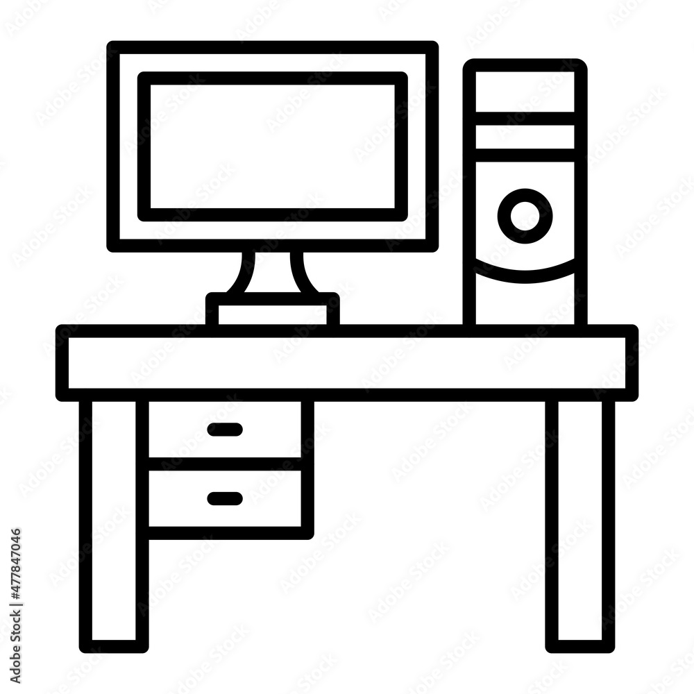 Workspace Vector Outline Icon Isolated On White Background Workspace Vector Outline Icon Isolated On White Background