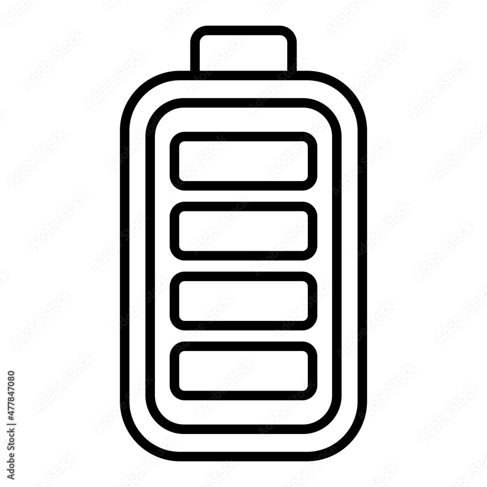 Battery Vector Outline Icon Isolated On White Background Battery Vector Outline Icon Isolated On White Background
