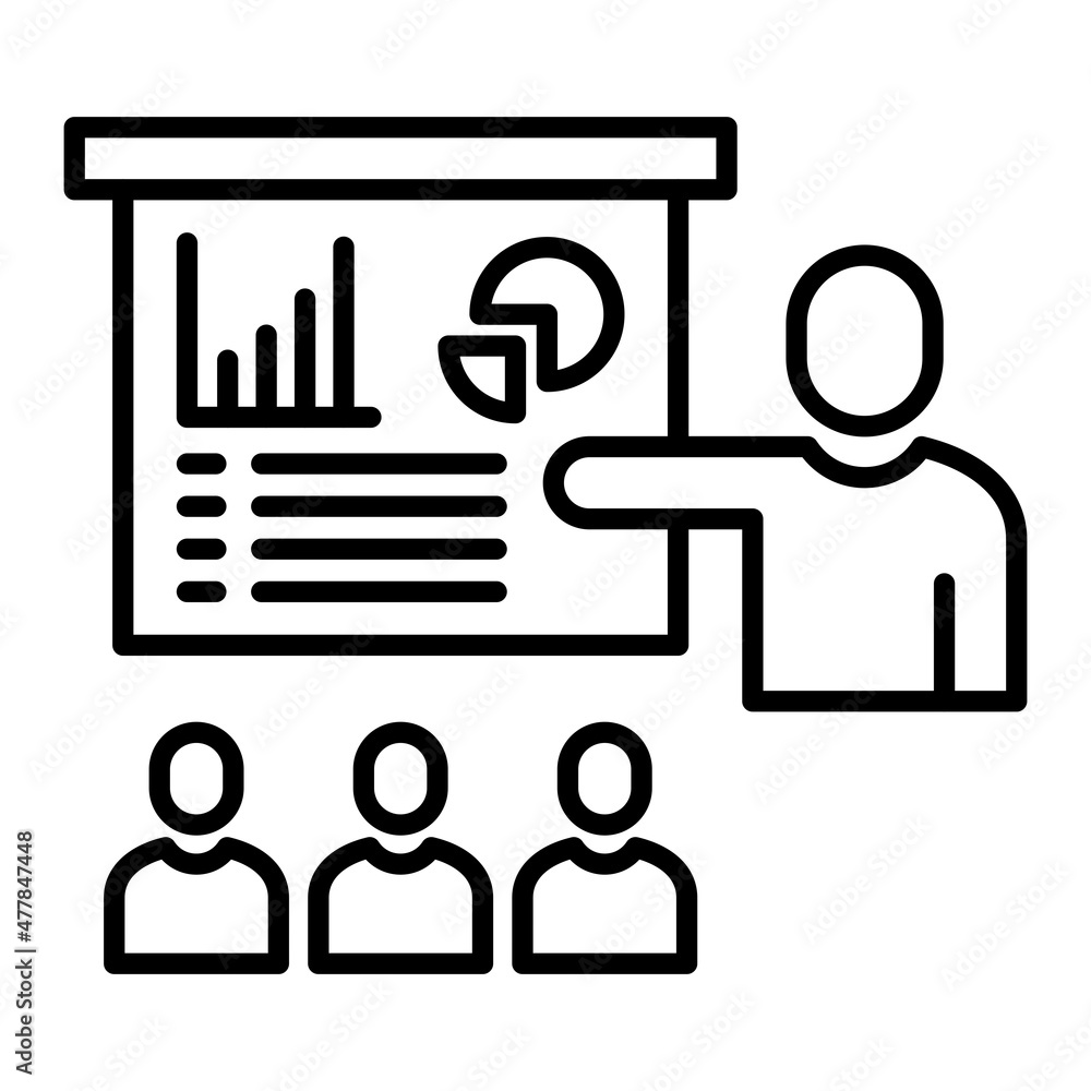 Presentation Vector Outline Icon Isolated On White Background Presentation Vector Outline Icon Isolated On White Background