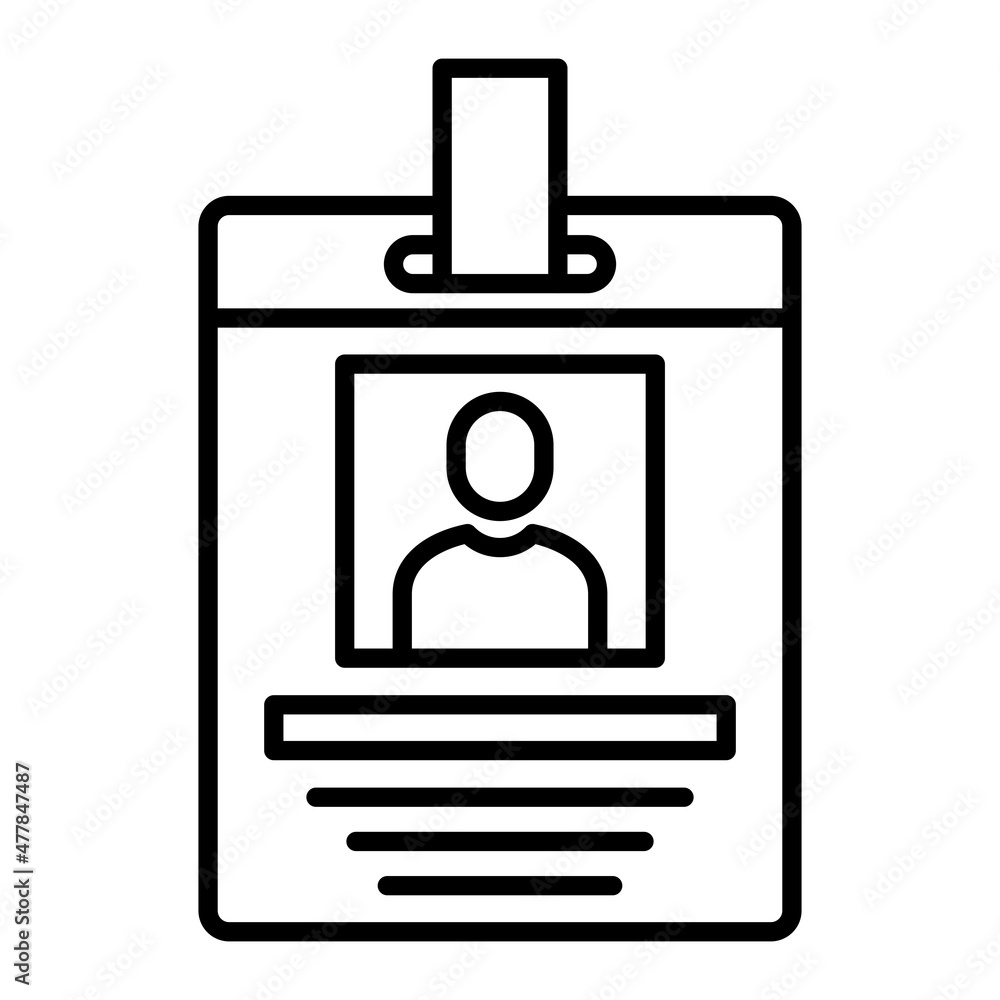 Id Card Vector Outline Icon Isolated On White Background Id Card Vector Outline Icon Isolated On White Background