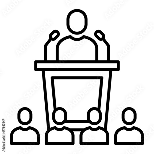 Conference Vector Outline Icon Isolated On White Background