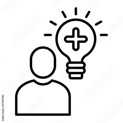 Positive Thinking Vector Outline Icon Isolated On White Background