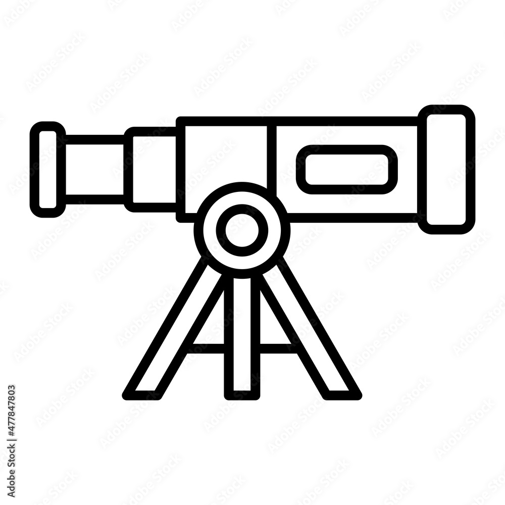 Telescope Vector Outline Icon Isolated On White Background Telescope Vector Outline Icon Isolated On White Background