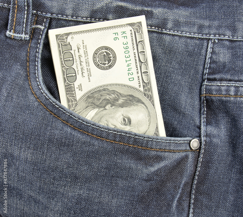 $100 cash in his jeans pocket $100 cash in his jeans pocket