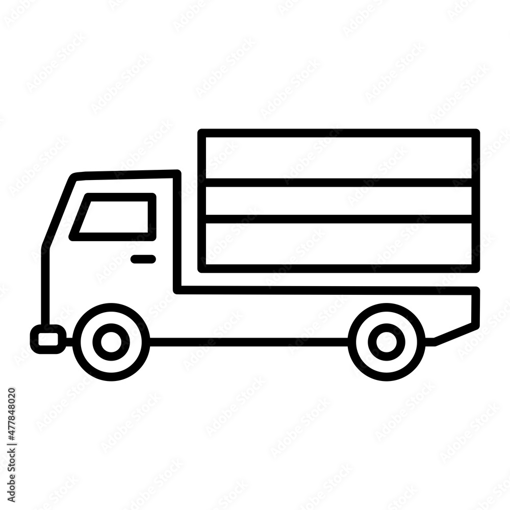 Truck Vector Outline Icon Isolated On White Background