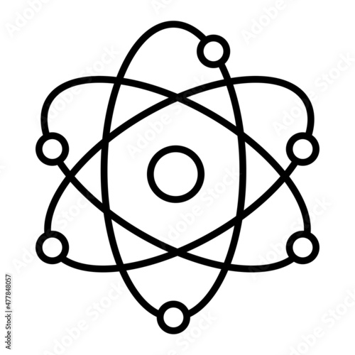 Atomic Energy Vector Outline Icon Isolated On White Background