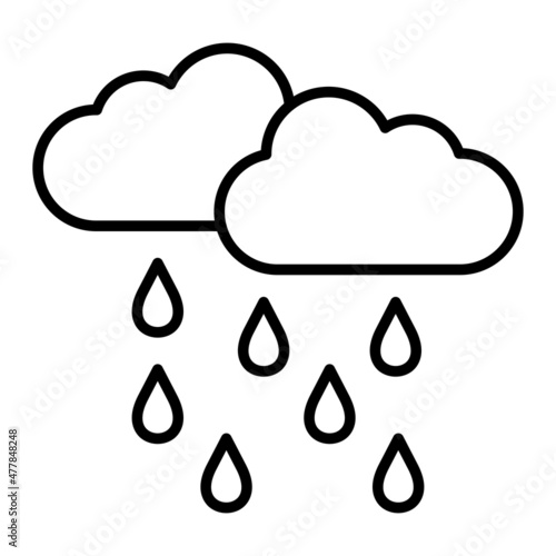 Heavy Rain Vector Outline Icon Isolated On White Background