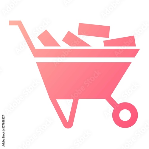 Vector Wheelbarrow Glyph Gradient Icon Design