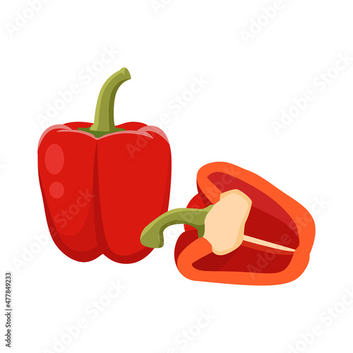 Flat vector of Bell peppers isolated on white background. Flat illustration graphic icon
