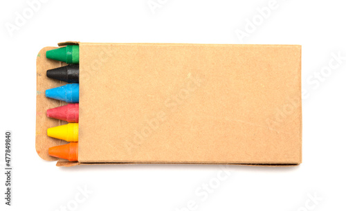 small box of color vax crayons, isolated on white background
