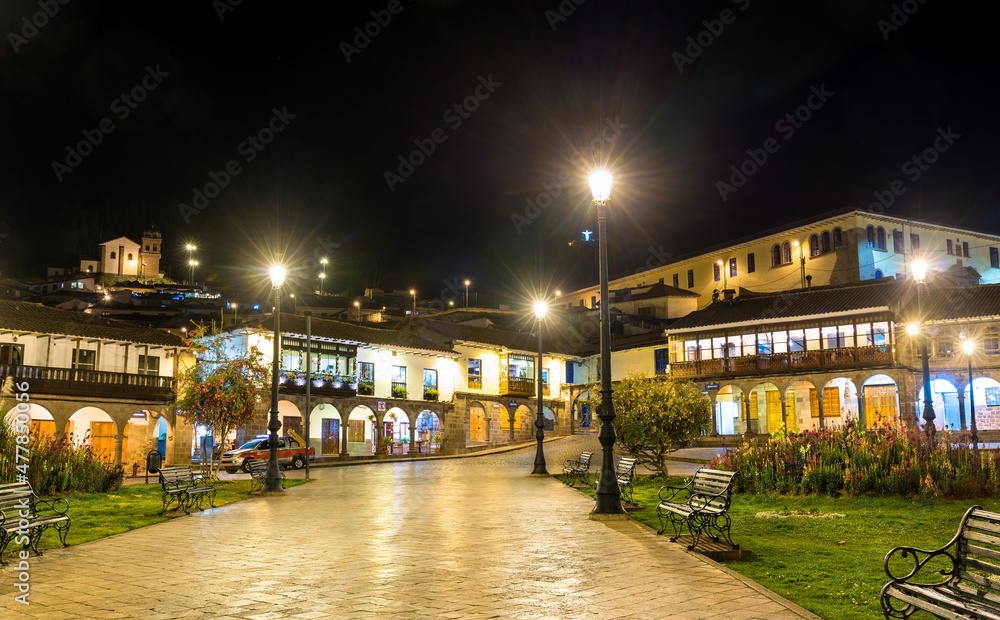 Central Square of Cusco. UNESCO world heritage in Peru