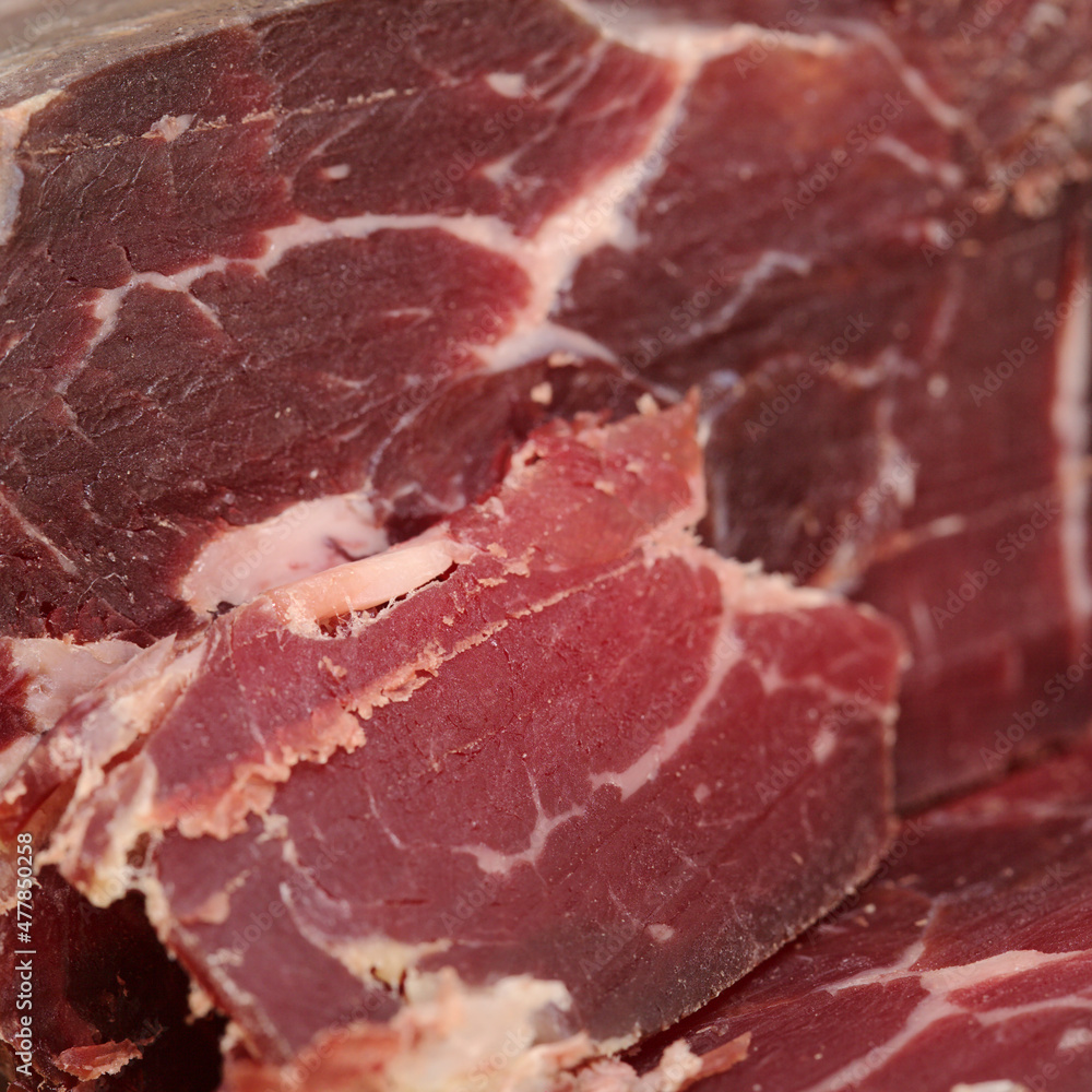 Cecina de Leon, salted and air dried beef from Leon province, local speciality
Cecina de Leon, salted and air dried beef from Leon province, local speciality