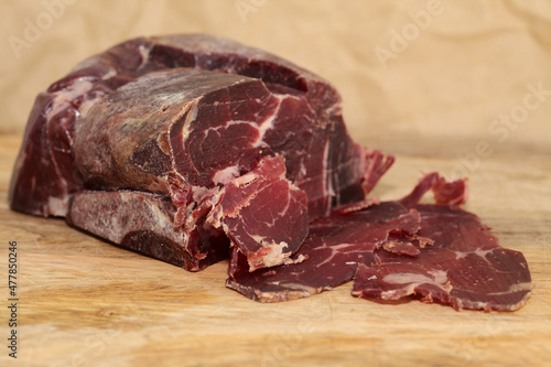 Cecina de Leon, salted and air dried beef from Leon province, local speciality
 photo