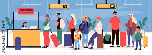 Tourists With Baggage At Departure