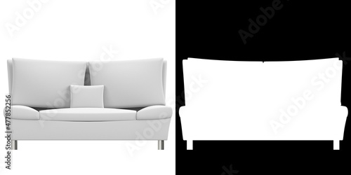 3D rendering illustration of a couch sofa