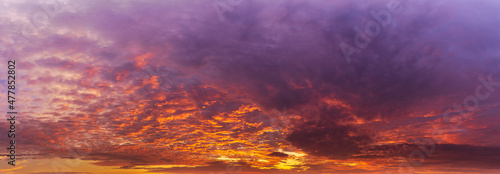 Panorama background of Cloudy sky and sunlight at twilight time