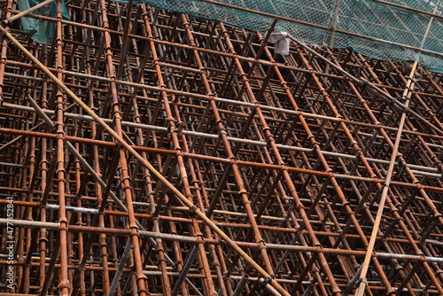 Scaffolding on a construction site