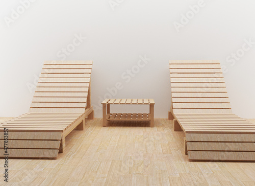 Interior modern beach chair design for rest in 3D render image