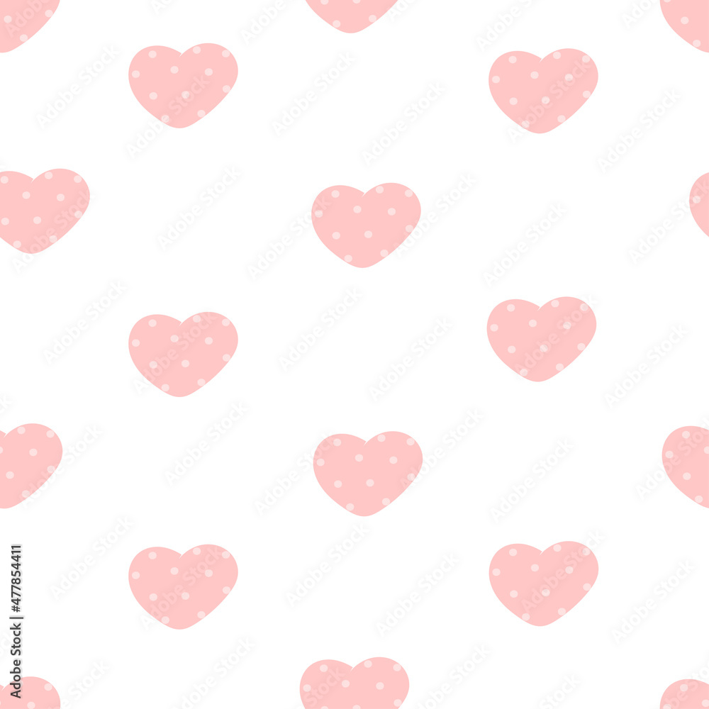Cute doodle style hearts seamless pattern. Valentine's Day background. Cute romantic seamless pattern.  Romantic print.