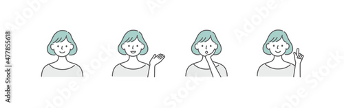 表情セット-女性-シンプル