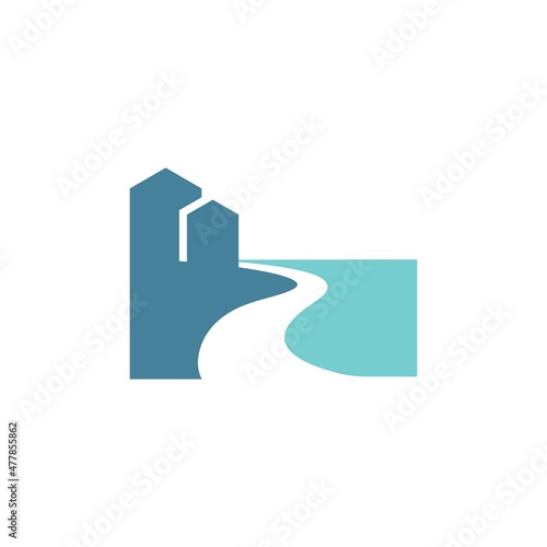 Coastal residence logo design illustration vector template