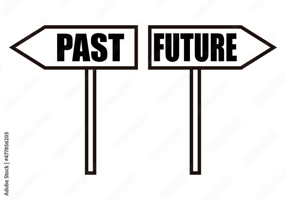 Icono negro de señal de pasado vs futuro. Icono negro de señal de pasado vs futuro.