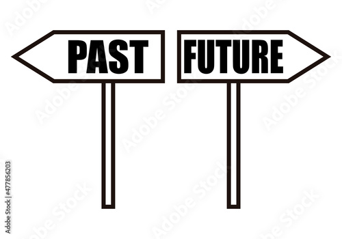 Icono negro de señal de pasado vs futuro. 