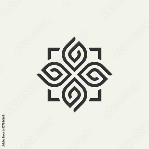 Leaf ornament logo icon abstract design vector initials G