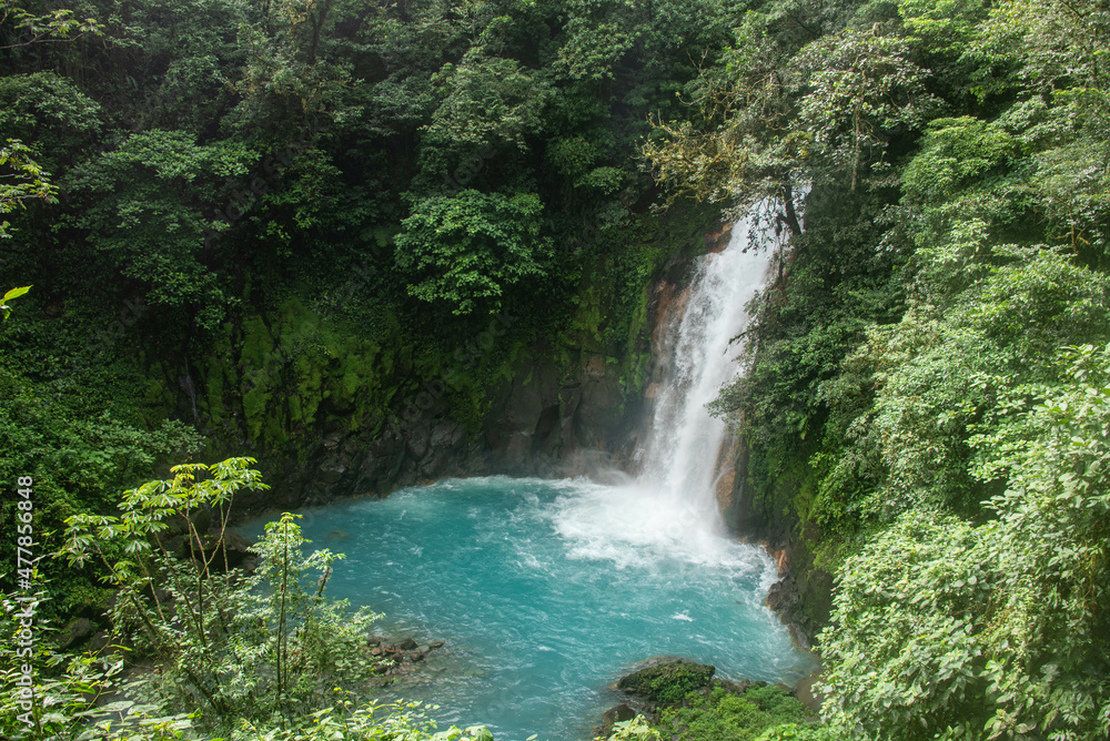 Turquoise Rio Celeste waterfall, Tenorio Volcano National Park, Guanacaste, Costa Rica