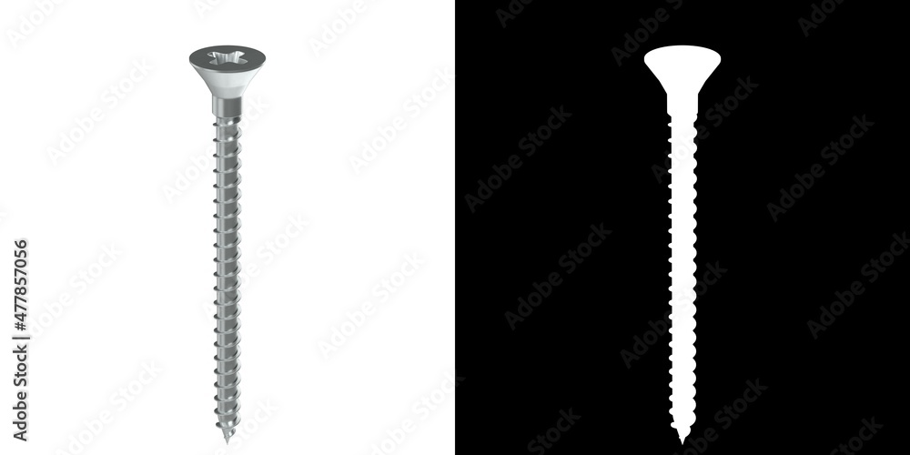 3D rendering illustration of a cross head screw 3D rendering illustration of a cross head screw