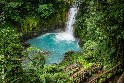 Turquoise Rio Celeste waterfall, Tenorio Volcano National Park, Guanacaste, Costa Rica photo