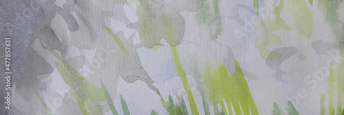 Spring pale shades wallpaper. White crocuses fresh young plants. Gentle humble flowers background. Brush strokes surface with surge implicit stains.