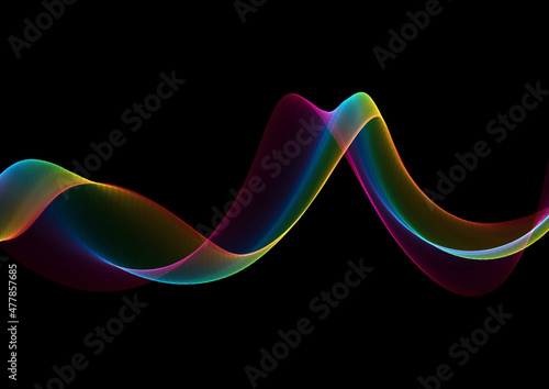 Rainbow coloured flowing waves