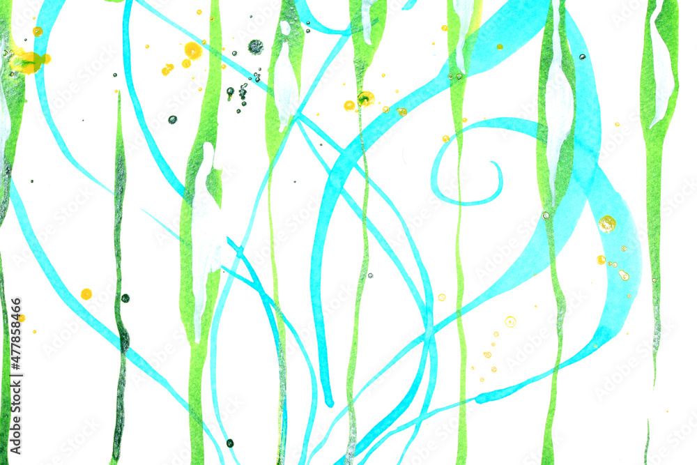 Obraz premium Brightly coloured ink painting close up for background with lines and swirls
