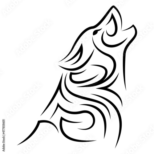 Howling wolf head design for tribal tattoo vector .. shirt design ..