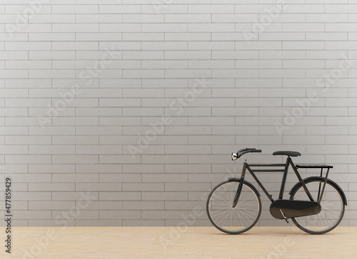 classic bike in black in 3D rendering