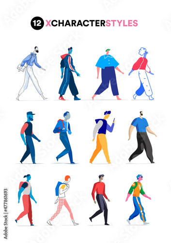 Collezione di personaggi maschili in varie pose