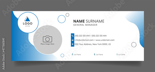 Modern business Email signature template with an author photo place. minimalist layout design for corporate or company esignature