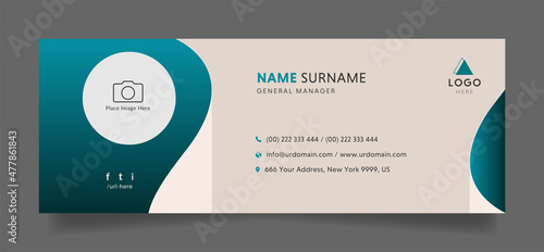 Business email signature template with an author photo place modern layout design