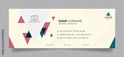 Business email signature with an author photo place modern and minimal design layout