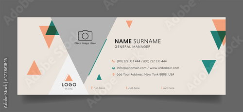 Email signature template with an author photo place modern and minimal layout design