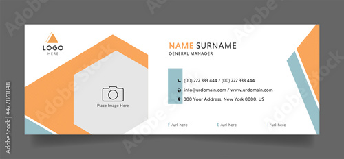 Modern business email signature template with an author photo place. editable esignature