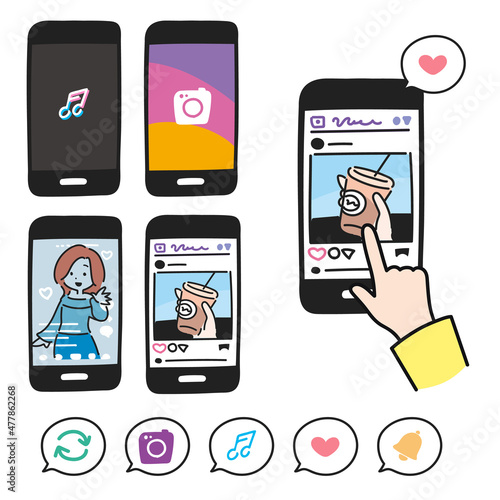スマホのSNSやチャットに関するアイコンセット