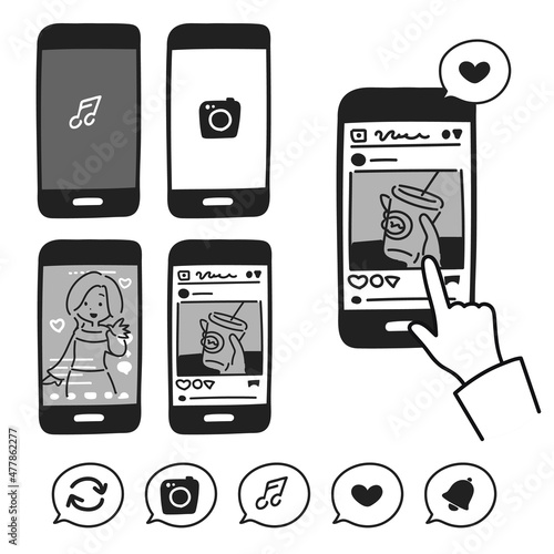 スマホのSNSやチャットに関するアイコンセット
