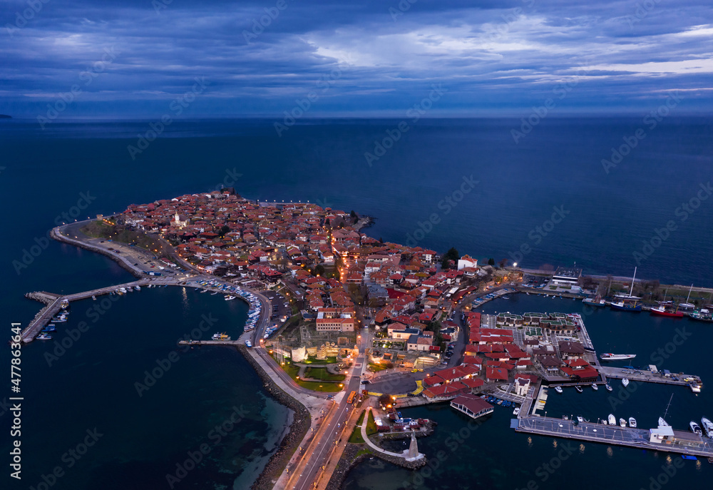 Aerial view to the old town Nessebar, Bulgaria