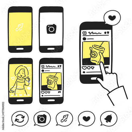 スマホのSNSやチャットに関するアイコンセット