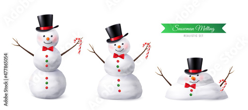 Snowman melting realistic