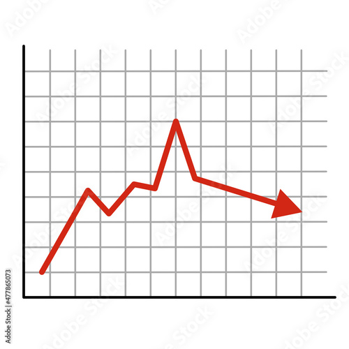 Red  arrow,  graph of growth. Isolated vector illustration on white background.