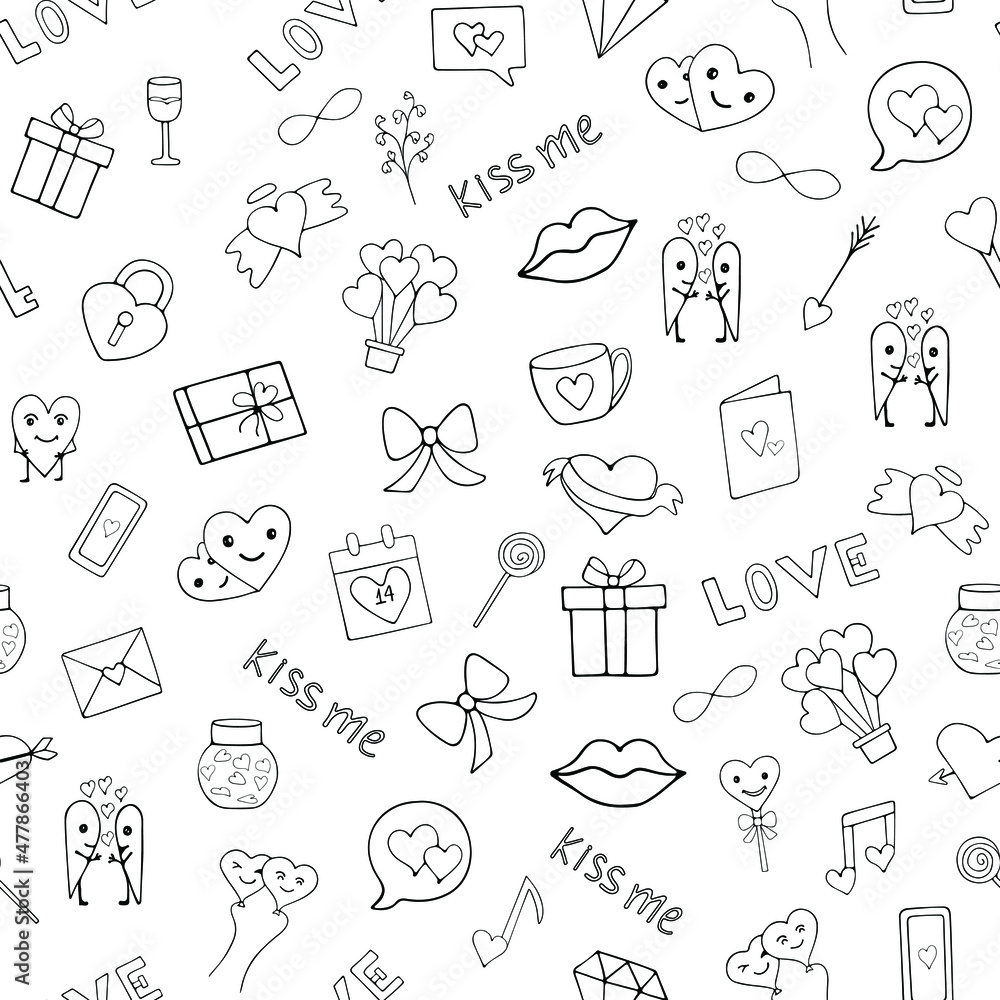 Problem-free doodle love model.Vector.Day collection Problem-free doodle love model.Vector.Day collection